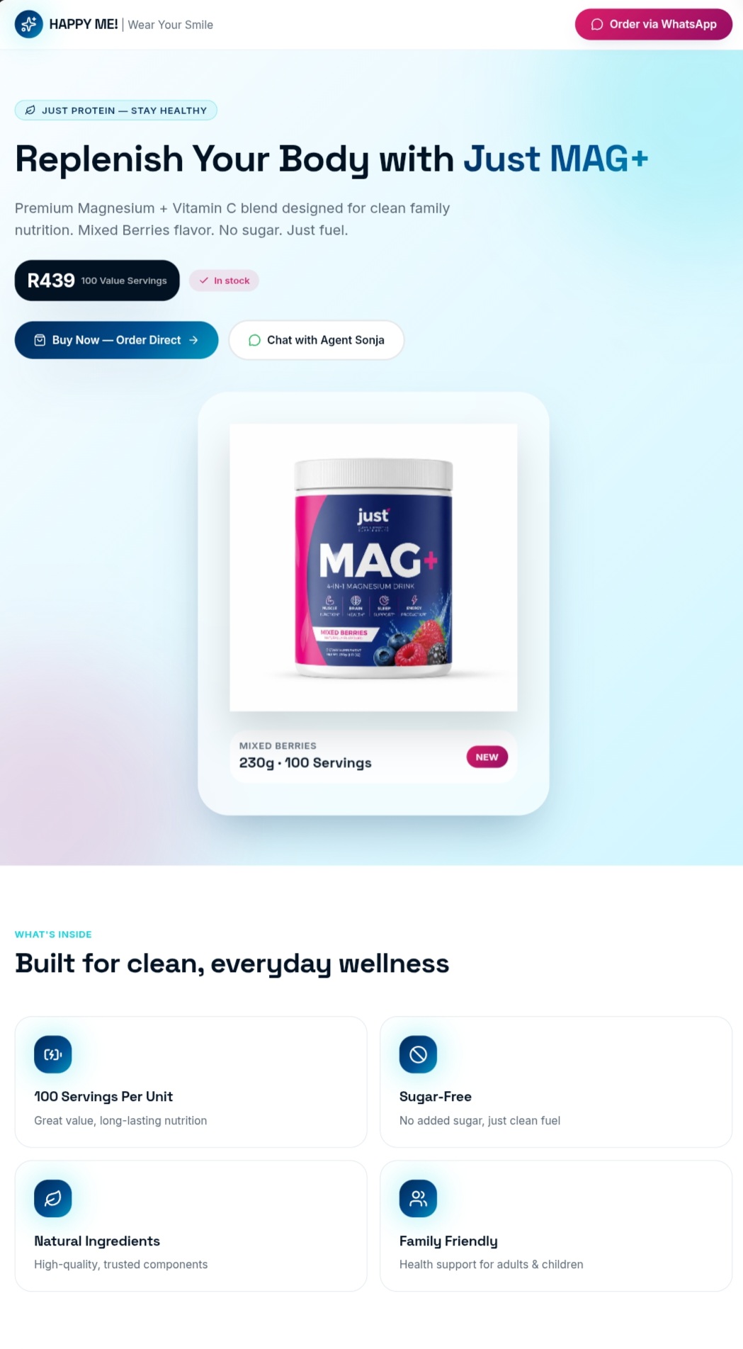 Happy Me — Wellness Storefront project mockup